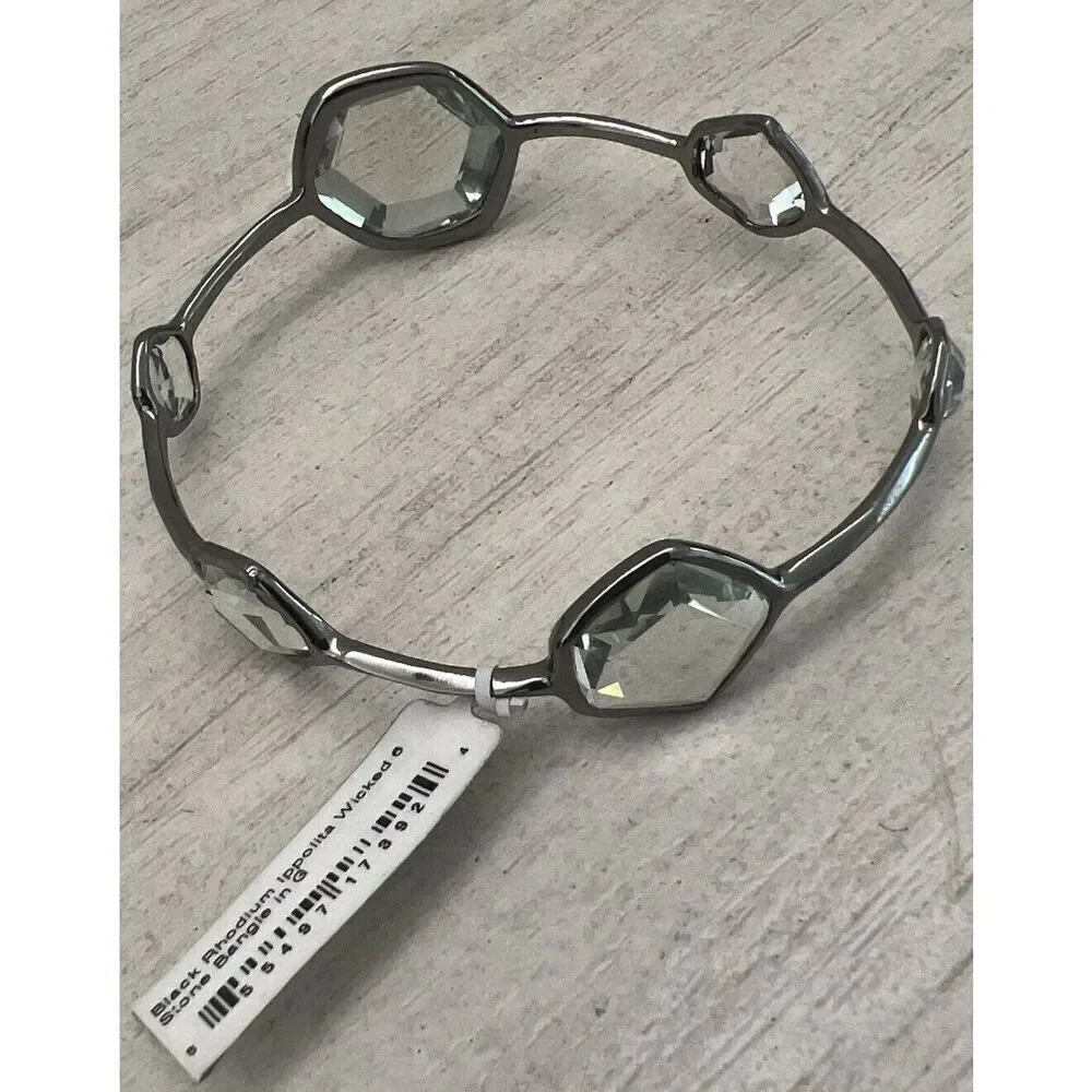 Ippolita Black Rhodium Silver 925 Diamond Wicked 6 Station Bangle Bracelet $2495 - Picture 2 of 12
